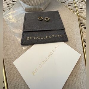 EF Collection Olive Enamel & Diamond Huggie Hoop Earrings - New